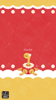 black_eyes flower flower_necklace full_body gen_2_pokemon highres jewelry lei meme_(sleepsheep) necklace nintendo no_humans pokemon pokemon_(creature) pokemon_focus shell shuckle solid_oval_eyes solo