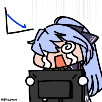 1girl @_@ animated animated_gif chart computer honkai_(series) honkai_impact_3rd long_hair lowres ponytail seseren