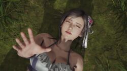 3d animated bikini black_hair bouncing_breasts breasts cleavage cloud_strife final_fantasy final_fantasy_vii final_fantasy_vii_rebirth final_fantasy_vii_remake bad_tag highres large_breasts outdoors red_eyes screencap square_enix swimsuit tagme tifa_lockhart video video_game