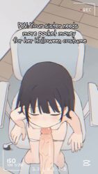 1boy 1girl age_difference animated black_hair blush breasts brother_and_sister chair english_text fellatio incest indoors interior legs loli long_hair navel nipples on_chair oral original panties panty_pull penis pov prostitution recording siblings sitting small_breasts socks stomach swivel_chair thighs uncensored underwear video wani4ni white_panties