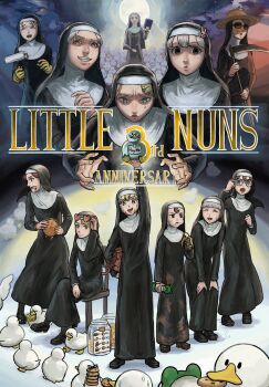 1boy 6+girls bandaid bird blonde_hair broken brown_hair bunny_nun_(diva) burger clumsy_nun_(diva) cookie dirty dirty_clothes duck dusk english_text father_(diva) food freckles_nun_(diva) froggy_nun_(diva) glasses glasses_nun_(diva) grey_hair habit hat heart heart-shaped_eyewear highres holding holding_scythe hungry_nun_(diva) jar leaf_nun_(diva) little_nuns_(diva) moon mud multiple_girls night numbered nun scythe sky smug_nun_(diva) spicy_nun_(diva) star_nun_(diva) sticky_note straw_hat strict_nun_(diva) stuffed_animal stuffed_frog stuffed_toy tamuago42 traditional_nun upper_body white_hair