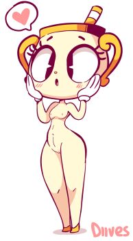 1girl 2018 animated animated_gif black_eyes blush breasts cuphead:_the_delicious_last_course cuphead_(game) diives female_focus gloves headgear heart highres ms._chalice navel nipples nude object_head presenting pussy shoes simple_background small_breasts solo solo_focus source_request speech_bubble spoken_heart standing thick_thighs thighs tongue tongue_out watermark white_background white_gloves wide_hips