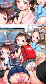 1boy 4girls absurdres age_difference anus ass backpack bag before_and_after blush cameltoe censored cleft_of_venus close-up controller fat_mons flat_chest from_behind frottage girl_on_top grinding higeepon highres huge_filesize loli looking_at_viewer looking_back multiple_girls no_panties panties penis pussy randoseru school_uniform see-through_clothes serafuku smile split_screen stealth_sex striped tagme third-party_edit underwear upskirt video_game