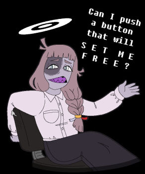 1girl deltarune dress english_text green_eyes halo halojack_(huecycles) huecycles original sharp_teeth sitting solo solo_focus teeth utdr_(toby_fox)