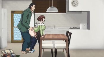 10s 1boy 1girl 2017 animated animated_gif ass bag barefoot black_hair blush bouncing_breasts bra breasts brown_hair censored chair clock closed_eyes clothes_pull deep_penetration denim doggystyle fat fat_man feet forced from_behind glasses groceries grocery_bag hair_bun hetero indoors inseki jitaku_keibiin katsuragi_shouko kitchen large_breasts mature_female moaning mother_and_son open_clothes panties pants pants_pull purple_panties sex sex_from_behind shopping_bag single_hair_bun slippers standing standing_sex step-parent_and_step-child suzuki_mirano table underwear