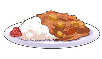 Rule 34 | commentary request, curry, curry rice, food, food focus, lowres, no humans, original, plate, rice, simple background, toromi (toromix2), transparent background