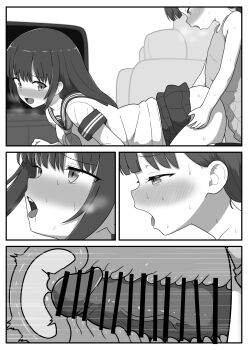 1futa 1girl age_difference ahegao all_fours deep_penetration doggystyle erection futa_with_female futanari grabbing_from_behind huge_penis incest loli long_hair monochrome open_mouth original penis school_uniform sex sex_from_behind siblings sisters size_difference smile sweat tongue tongue_out vaginal veins veiny_penis