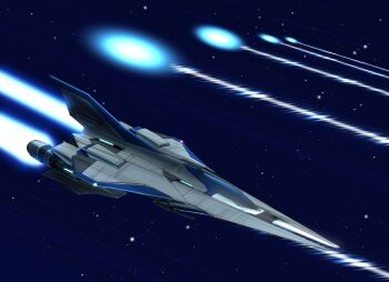 canopy_(aircraft) commentary_request firing flying gradius highres laser military_vehicle milkysistem no_humans options_(shmup) salamander_(game) science_fiction sky space spacecraft star_(sky) starfighter starry_sky thrusters vehicle_focus vic_viper