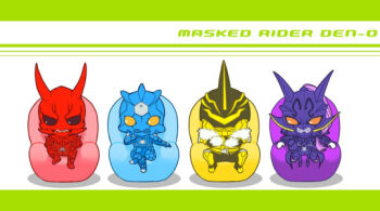 4boys armor bad_id bad_pixiv_id bean_bag_chair bear belt black_eyes blue_armor border chair crossed_legs dragon facing_viewer green_border hand_on_own_face horns kamen_rider kamen_rider_den-o_(series) kintaros legs_apart male_focus momotaros monster monster_boy multiple_boys oni orange_eyes ponytail purple_armor purple_hair red_armor red_eyes ryutaros sitting turtle urataros yellow_armor yellow_eyes