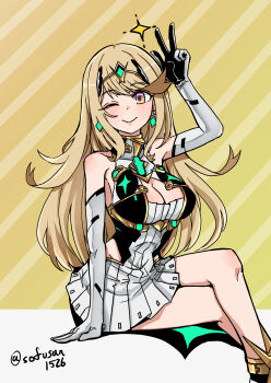 blonde_hair breasts cleavage large_breasts mythra_(xenoblade) sofusan1526 xenoblade_chronicles_(series) xenoblade_chronicles_2 yellow_eyes