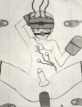 absurdres bdsm completely_nude highres humiliation machine male_focus nude sex_machine shota yaoi