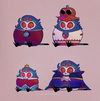 1boy bird bird_boy demon_boy extra_eyes grey_feathers hellaverse helluva_boss highres owl owl_boy red_eyes rzps3455 sitting stolas_(helluva_boss)