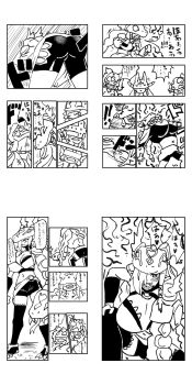 absurdres angewomon armor ass blush breasts digimon digimon_(creature) evolution gerusyu helmet highres ladydevimon looking_at_another luxmon mervamon minervamon navel pointy_ears snake translation_request wings