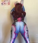 Rule 34 | 1girl, animated, ass, ass shake, bent over, bodysuit, chelhellbunny, cosplay, costume, curvy, d.va (overwatch), d.va (overwatch) (cosplay), female focus, from behind, headset, indoors, interior, long hair, overwatch, overwatch 1, photo (medium), real life, solo, sound, standing, thighs, video