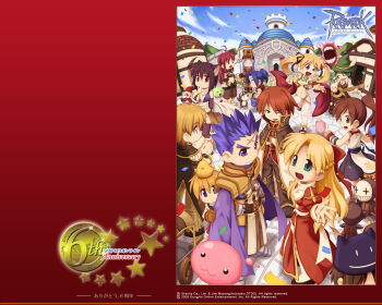 &gt;_&lt; 6+boys 6+girls :3 :d amistr_(ragnarok_online) animal animal_on_head arm_wrap armor armored_boots assassin_(ragnarok_online) baby_animal bandeau bikini bird bird_on_head black_footwear blonde_hair blue_eyes blue_pants blue_sky boots braid breasts brown_bandeau brown_cape brown_capelet brown_eyes brown_footwear brown_gloves brown_hair brown_jacket brown_pants brown_vest building cape capelet castle champion_(ragnarok_online) chick closed_mouth cloud clown_(ragnarok_online) coat collared_shirt confetti cookie_(ragnarok_online) copyright_notice creator_(ragnarok_online) crop_top cross cross_print cross_scar crusader_(ragnarok_online) day desert_wolf_(ragnarok_online) detached_sleeves deviruchi_hat dog dress flora_(ragnarok_online) full_body gauntlets gem glasses gloves goblin_(ragnarok_online) goblin_mask green_gemstone green_hat guitar gunslinger_(ragnarok_online) gypsy_(ragnarok_online) hair_between_eyes half_up_braid harem_pants hat high_ponytail high_priest_(ragnarok_online) holding holding_instrument instrument jacket logo long_hair long_sleeves looking_at_another looking_at_viewer masked medium_breasts midriff multiple_boys multiple_girls navel ninja_(ragnarok_online) novice_(ragnarok_online) official_art official_wallpaper on_head open_clothes open_jacket open_mouth outdoors pants pauldrons piglet ponytail poporing poring prontera_guard pullcart puppy purple_cape purple_eyes purple_hair purple_shirt ragnarok_online red_dress red_eyes red_hair red_shirt red_sleeves rimless_eyewear sash savage_babe scar scar_on_face scar_on_forehead sheep shirt shoes short_hair shoulder_armor sky sleeveless sleeveless_coat sleeveless_shirt slime_(creature) small_breasts smile spiked_hair squatting standing strapless strapless_bikini swimsuit tabard thighhighs twintails two-tone_dress vest white_cape white_coat white_dress white_footwear white_sash white_shirt white_tabard white_thighhighs witch_hat wizard_(ragnarok_online) yellow_bikini yuichirou |_|