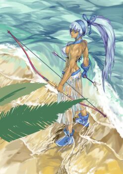 1girl arrow_(projectile) bow_(weapon) butt_crack majikina_mina muscular muscular_female mutsugi ponytail samurai_shodown samurai_spirits tagme weapon