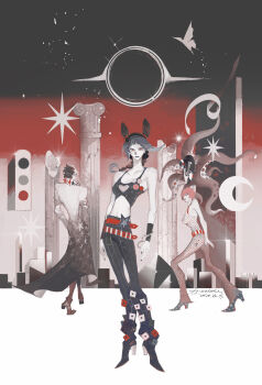 1boy 2020 2girls absurdres aranloce braid braided_ponytail bug bun_with_braided_base butterfly cuffs dated double_bun hair_bun handcuffs hat highres insect jojo_no_kimyou_na_bouken kuujou_jolyne long_hair multiple_girls short_hair signature stone_ocean