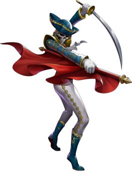 Rule 34 | 1boy, artist request, demon (megami tensei), fighting stance, full body, gloves, hat, highres, holding, holding sword, holding weapon, male focus, matador, matador (megami tensei), muleta, official art, persona, persona 5, persona 5: the phantom x, shin megami tensei, skull, solo, sword, third-party source, transparent background, weapon