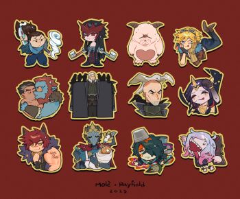 2girls 6+boys :d :p animal_ears bald biceps bird black_hair blitzcrank blonde_hair blue_eyes blue_skin brown_hair bucket bucket_on_head chibi colored_skin commentary crow darius_(league_of_legends) dojikko_pose english_commentary eye_mask ezreal gradient_hair green_hair grey_hair highres hwei_(league_of_legends) kiss league_of_legends leblanc_(league_of_legends) long_hair male_focus mask merchandise_available molerayfield multicolored_hair multiple_boys multiple_girls object_on_head one_eye_closed open_mouth outline pointy_ears poro_(league_of_legends) red_eyes red_hair red_mask sett_(league_of_legends) sharp_teeth short_hair sidelocks smile swain_(league_of_legends) sweat teeth tongue tongue_out toothbrush toothpaste trundle viktor_(league_of_legends) yaoi yasuo_(league_of_legends) yellow_eyes yellow_outline yone_(league_of_legends)
