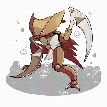 bubble full_body gen_1_pokemon kabutops looking_at_viewer mistray-art nintendo no_humans pokemon pokemon_(creature) signature simple_background solo white_background