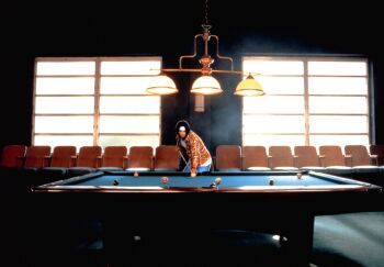 1boy kusanagi_kyou kyo_kusanagi male_focus male_hand mori_toshiaki pool pool_table shinkiro table the_king_of_fighters