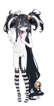 1girl absurdres ahoge bell big_belly black_hair blush body_writing breasts chuugoku_usagi closed_eyes commentary_request crying dildo flat_chest full_body hair_bell hair_ornament heart heart_ahoge highres loli long_hair matcha_(mattyan) multicolored_hair nipples nude pregnant pregnant_loli sex_toy solo striped_clothes striped_thighhighs tally thighhighs transparent_background two-tone_hair two_side_up v very_long_hair voicevox white_hair