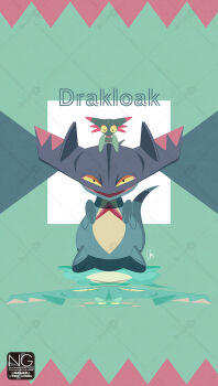 Rule 34 | claws, colored sclera, dragon, drakloak, dreepy, gen 8 pokemon, half-closed eyes, highres, looking at viewer, meme (sleepsheep), nintendo, no humans, on head, pokemon, pokemon (creature), pokemon focus, pokemon on head, reflection, yellow eyes, yellow sclera