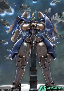 assault_visor beam_gun card_(medium) commentary_request copyright_logo copyright_name copyright_notice deraken green_visor gundam gundam_arsenal_base gundam_wing logo mecha mecha_focus mobile_suit no_humans official_art robot science_fiction tallgeese_ii weapon