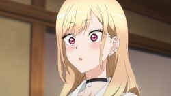 1boy 1girl animated anime_screenshot areola_slip bikini blonde_hair choker clothes_lift crotchless crotchless_bikini crotchless_swimsuit earrings gluteal_fold gojou_wakana gradient_hair highres jewelry kitagawa_marin long_hair micro_bikini multicolored_hair peppymcfalco_(editor) phone pink_eyes presenting_pussy pussy school_uniform skirt skirt_lift sono_bisque_doll_wa_koi_wo_suru sound swimsuit tagme third-party_edit video