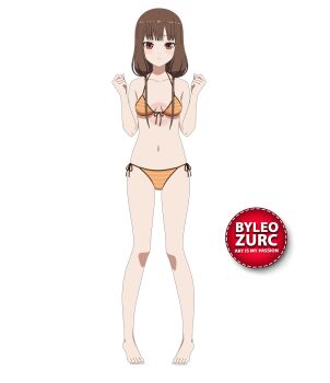 1girl barefoot blush bra breasts brown_hair feet iino_miko kaguya-sama_wa_kokurasetai_~tensai-tachi_no_renai_zunousen~ leozurcxxx panties swimsuit transparent_background underwear