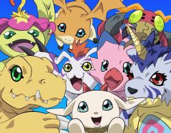 Rule 34 | agumon, animated, audible music, beak, blue eyes, bug, digimon, digimon adventure: (2020), dog, gabumon, gomamon, happy, holy ring, horns, looking at viewer, palmon, patamon, piyomon, plotmon, reptile, sharp teeth, sound, teeth, tentomon, video, wings