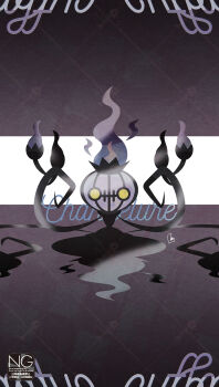 blue_fire chandelier chandelure fire full_body gen_5_pokemon ghost highres looking_at_viewer meme_(sleepsheep) nintendo no_humans pokemon pokemon_(creature) pokemon_focus purple_fire solo yellow_eyes