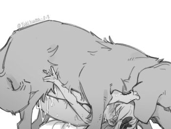 1girl aged_down animal artist_name bang_dream! bang_dream!_it's_mygo!!!!! bestiality blush chinese_commentary commentary_request completely_nude cum cum_overflow dog faceless faceless_female folded from_side genderswap genderswap_(ftm) greyscale hair_ribbon hetero legs_over_head missionary misumi_uika monochrome nose_blush nude rape ribbon rough_sex sex simple_background size_difference sketch togawa_sakiko twitter_username white_background yukikuma_(yukikuma_018)