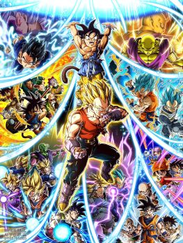 6+boys aura black_hair blue_eyes clenched_hands colored_skin dougi dragon_ball dragon_ball_gt dragon_ball_super dragon_ball_z_dokkan_battle genki_dama gloves highres jewelry looking_at_viewer male_focus monkey_boy monkey_tail multiple_boys muscular muscular_male open_mouth orange_piccolo pants pectorals piccolo smile son_gohan son_goku spiked_hair super_saiyan super_saiyan_1 super_saiyan_2 super_saiyan_blue tail teeth trunks_(dragon_ball) trunks_(future)_(dragon_ball) vegeta wai_(y48754085) white_gloves