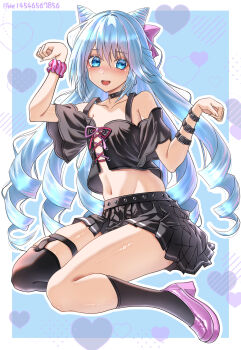 1boy absurdres blue_eyes blue_hair bow commentary_request cone_hair_bun drill_hair fire_emblem fire_emblem_engage hair_between_eyes hair_bow hair_bun hair_horns highres long_hair looking_at_viewer nintendo open_mouth pink_hair rosado_(fire_emblem) smile solo trap wade_(njud8343)