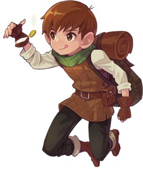 1boy :q ankle_boots arm_at_side artist_request backpack bag belt belt_buckle belt_pouch black_pants boots brown_bag brown_belt brown_boots brown_eyes brown_gloves brown_hair brown_vest buckle chilchuck_tims clenched_hand closed_mouth coin coin_bug_(dungeon_meshi) dungeon_meshi fingerless_gloves fingernails full_body gloves gold_coin green_scarf legs_apart looking_at_object lowres midair no_nose official_art open_hand padded_vest pants pouch scarf second-party_source short_hair sleeve_cuffs sleeves_rolled_up solo_focus three-quarter_sleeves tongue tongue_out treasure_insect_(dungeon_meshi) vest white_sleeves wings