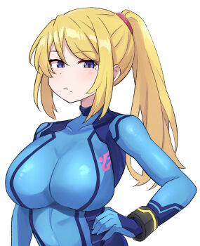 1girl blonde_hair breasts highres large_breasts long_hair metroid nintendo samus_aran zero_suit