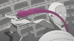 absurdly_long_hair animated battle dandadan giant giantess long_hair pink_hair prehensile_hair punching shiratori_aira_(dandadan) size_difference sound spot_color tagme teeth very_long_hair video