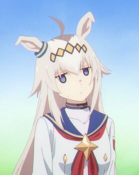 ahoge choker collar disappointed expressionless hair_ornament highres jitome oguri_cap_(umamusume) tagme