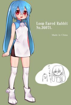 1boy animal_ears bike_shorts blue_hair blush boots china_dress chinese_clothes dress fur_trim kenma-kun koushinism krsw40298 open_mouth rabbit_boy rabbit_ears red_eyes sleeveless smile socks thighhighs white_boots white_socks white_thighhighs