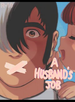 1boy 1girl black_hair black_jack_(character) black_jack_(series) brown_hair child closed_eyes eyelashes highres multicolored_hair nsfmeows open_mouth patchwork_skin pinoko scar thick_eyebrows two-tone_hair white_hair