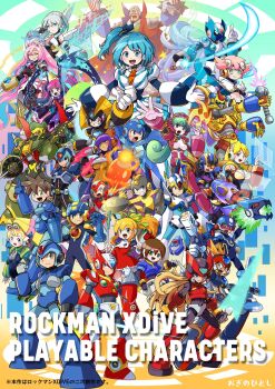 6+boys 6+girls aile_(mega_man_zx) arm_cannon armor axl_(mega_man) bass.exe_(mega_man) bass_(mega_man) biometal black_armor black_bodysuit black_helmet blonde_hair blue_armor blue_hair blue_helmet blue_jacket bodysuit breasts brown_hair character_request chest_jewel commentary_request copy_x_(mega_man) cropped_jacket cross_scar dark-skinned_female dark_skin droitclair energy_sword eratoeir_(mega_man_x_dive) facial_mark falcon_armor_x_(mega_man) forehead_jewel green_eyes green_hair group_picture gun helmet highres holding holding_gun holding_sword holding_weapon ico_(megaman_x_dive) in-franchise_crossover jacket large_breasts layer_(mega_man) leotard medium_hair mega_man_(classic) mega_man_(series) mega_man_battle_network_(series) mega_man_legends_(series) mega_man_star_force_(series) mega_man_volnutt mega_man_x:_command_mission mega_man_x_(series) mega_man_x_dive mega_man_zero_(series) mega_man_zx megaman.exe model_x_(mega_man) multiple_boys multiple_girls new_armor_x_(mega_man) ninja ogino_hitoshi_(ogitchi) pink_hair pink_leotard ponytail purple_hair red_armor red_helmet rico_(mega_man) robot_ears roll_(mega_man) scar scar_on_face short_hair shorts shuriken side_ponytail sigma_(mega_man) skirt sword ultimate_armor_x_(mega_man) weapon white_armor white_helmet white_shorts white_skirt x_(mega_man) z_saber zero(z)_(mega_man) zero_(mega_man)