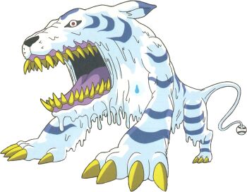 10s 1boy animal_ears creepy digimon digimon_(creature) digimon_xros_wars full_body open_mouth red_eyes scan sharp_teeth solo splashmon splashmon_darkness_mode tail teeth third-party_edit tiger_ears tiger_tail toei_company tongue transparent_background