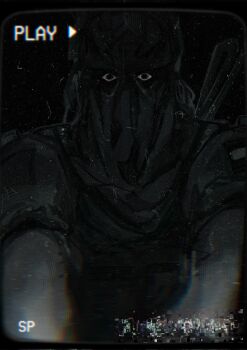 1other black_eyes call_of_duty chromatic_aberration covered_face dark english_text glitch hashtag-only_commentary highres konig_(call_of_duty) looking_at_viewer mask muscular muscular_male pov reaching reaching_towards_viewer recording seencrow shirt sleeves_rolled_up solo t-shirt upper_body wide-eyed