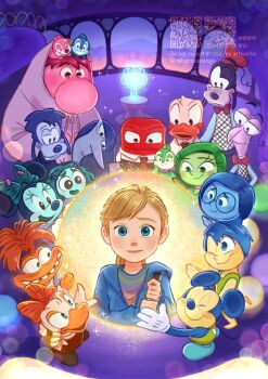 6+boys 6+girls anger_(inside_out) animal_ears anxiety_(inside_out_2) clarice_(disney) colored_skin daisy_duck disgust_(inside_out) disney donald_duck embarrassment_(inside_out) ennui_(inside_out_2) envy_(inside_out_2) fear_(inside_out) glasses goofy highres inside_out inside_out_2 jacket joy_(inside_out) long_hair mickey_mouse mickey_mouse_&amp;_friends minnie_mouse mouse_ears multiple_boys multiple_girls open_mouth pants purple_hair purple_skin riley_andersen sadness_(inside_out) shirt short_hair socks sweater takatmaorange turtleneck