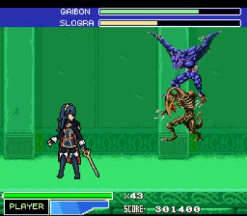 Rule 34 | 16-bit, 16bit, 1 vs 2, 1girl, 2 vs 1, boss, boss battle, bosses, castlevania (series), crossover, fan made, fire emblem, fire emblem awakening, gaibon, game console, health bar, konami, lowres, lucina (fire emblem), nintendo, pixel art, scoreboard, slogra, snes, super castlevania iv, super nintendo