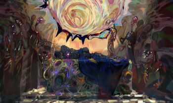 abstract amone65448541 arcane:_league_of_legends arcane_vi black_bodysuit bleeding blood body_horror bodysuit hex_core highres horror_(theme) injury league_of_legends lying monster on_side purple_blood vi_(league_of_legends) viktor_(league_of_legends)
