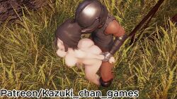 1boy 1girl 3d 3d_custom_girl age_difference aged_down animated breasts brown_eyes brown_hair dark-skinned_male dark_skin game game_cg grass hetero highres honey_select interracial kazuki-chan medium_breasts nipples nude original outdoors sex short_hair tagme vaginal video