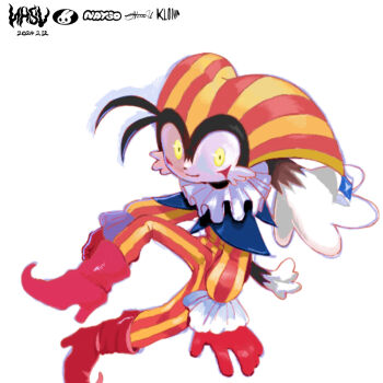 1boy alternate_costume furry furry_male hat jester_cap kaze_no_klonoa klonoa nas_u white_background