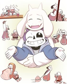 1boy 1girl artist_request furry goat sans_(undertale) skeleton toriel undertale utdr_(toby_fox)